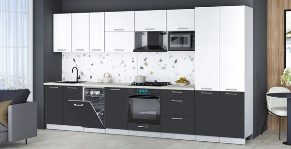 Кухонный гарнитур Интерлиния Мила Gloss 3.7-ПМ4