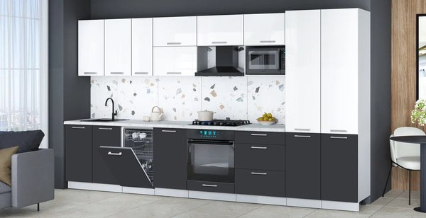 Кухонный гарнитур Интерлиния Мила Gloss 3.7-ПМ4