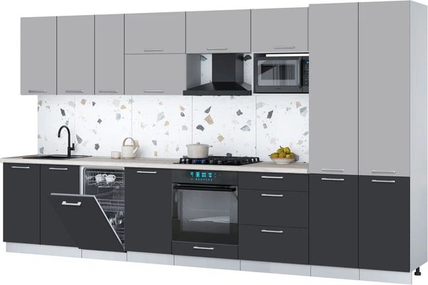 Кухонный гарнитур Интерлиния Мила Gloss 3.7-ПМ4 - фото