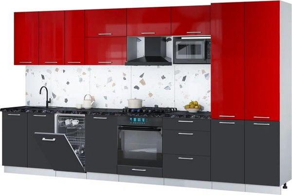 Кухонный гарнитур Интерлиния Мила Gloss 3.7-ПМ4 - фото