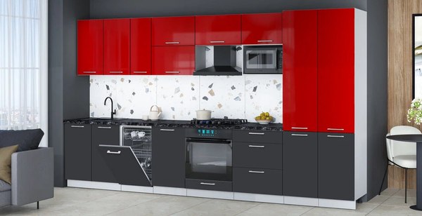 Кухонный гарнитур Интерлиния Мила Gloss 3.7-ПМ4