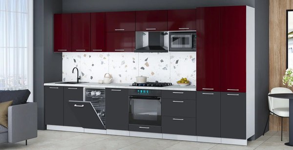 Кухонный гарнитур Интерлиния Мила Gloss 3.7-ПМ4