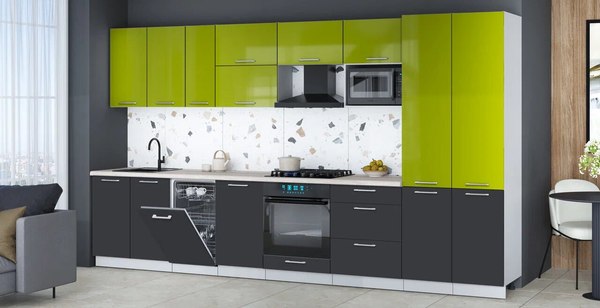 Кухонный гарнитур Интерлиния Мила Gloss 3.7-ПМ4