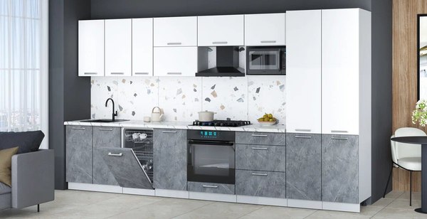 Кухонный гарнитур Интерлиния Мила Gloss 3.7-ПМ4