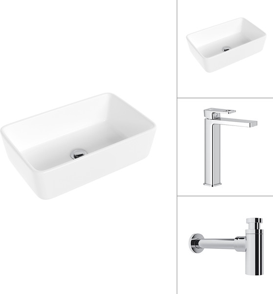 Умывальник со смесителем Lauter 21674A + Cascade 21СК0655C с сифоном 21635CH - фото