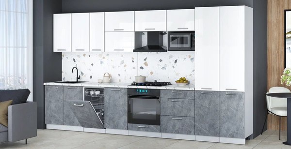 Кухонный гарнитур Интерлиния Мила Gloss 3.7-ПМ4