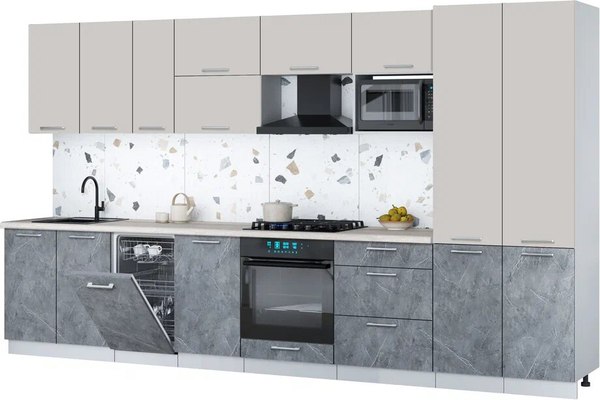 Кухонный гарнитур Интерлиния Мила Gloss 3.7-ПМ4 - фото