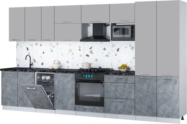 Кухонный гарнитур Интерлиния Мила Gloss 3.7-ПМ4 - фото