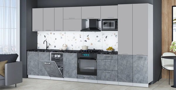 Кухонный гарнитур Интерлиния Мила Gloss 3.7-ПМ4