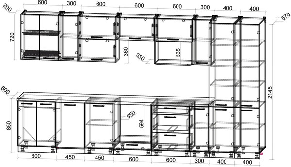 Кухонный гарнитур Интерлиния Мила Gloss 3.8-ПМ4
