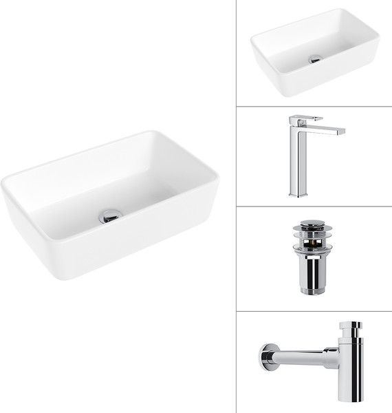 Умывальник со смесителем Lauter 21674A + Cascade 21СК0655C + сифон 21635CH + дон.клапан 21190CH - фото