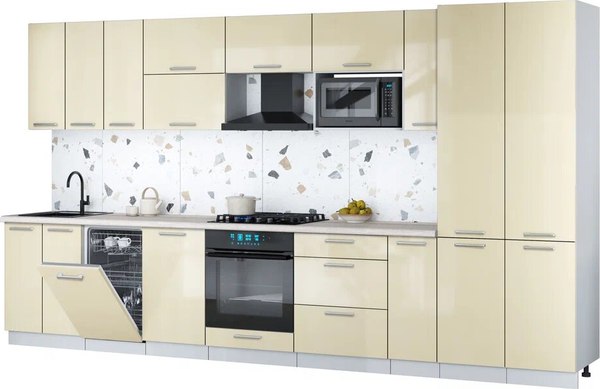 Кухонный гарнитур Интерлиния Мила Gloss 3.8-ПМ4 - фото