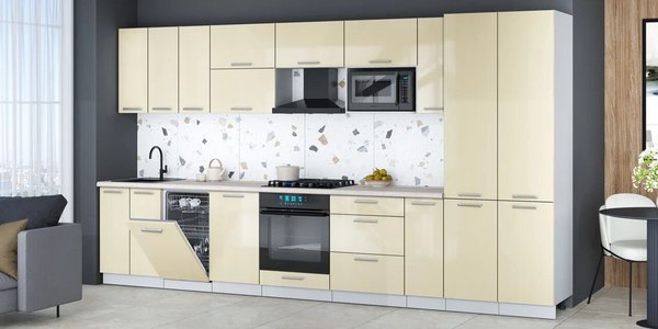 Кухонный гарнитур Интерлиния Мила Gloss 3.8-ПМ4