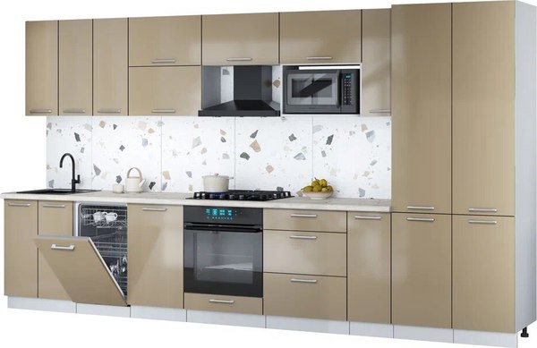 Кухонный гарнитур Интерлиния Мила Gloss 3.8-ПМ4 - фото