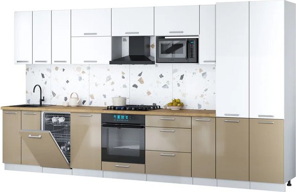 Кухонный гарнитур Интерлиния Мила Gloss 3.8-ПМ4 - фото