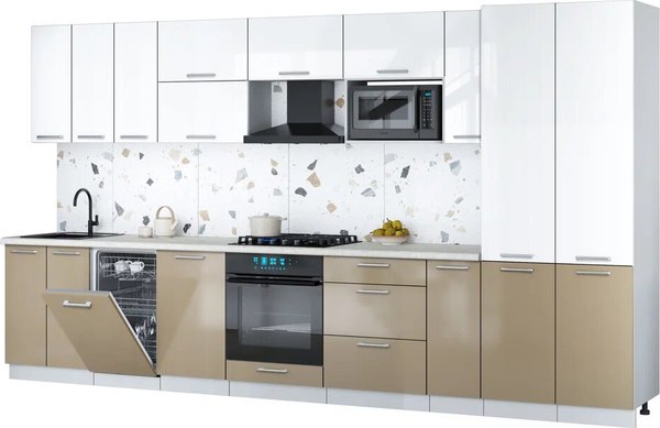Кухонный гарнитур Интерлиния Мила Gloss 3.8-ПМ4 - фото