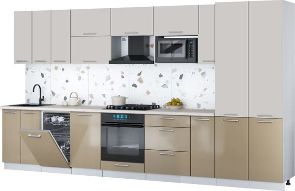 Кухонный гарнитур Интерлиния Мила Gloss 3.8-ПМ4 - фото