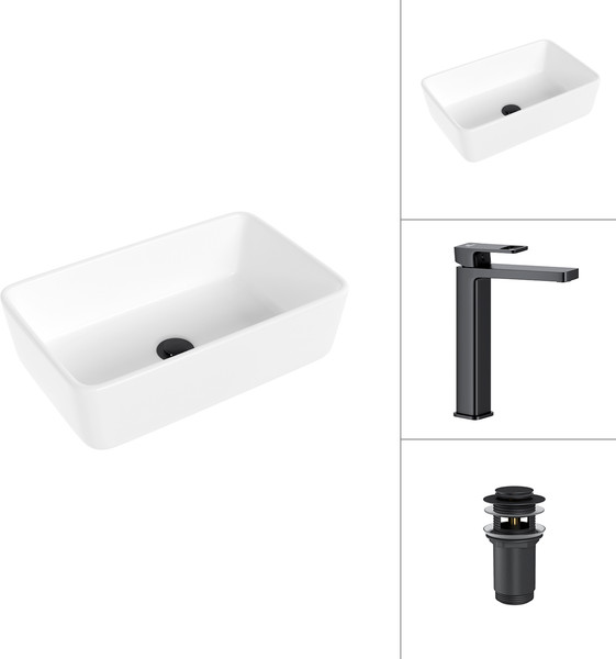 Умывальник со смесителем Lauter 21674A + Cascade 21СК0655BS с донным клапаном 21190B - фото