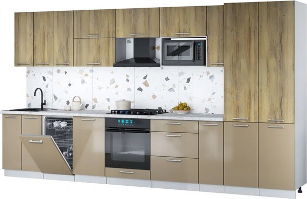 Кухонный гарнитур Интерлиния Мила Gloss 3.8-ПМ4 - фото