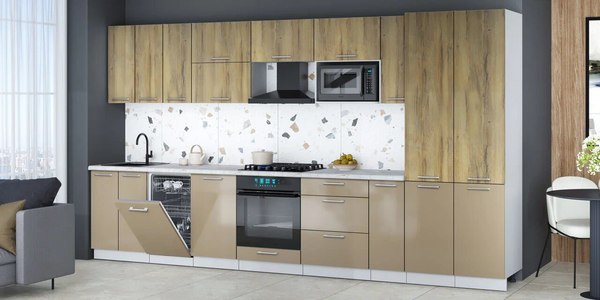 Кухонный гарнитур Интерлиния Мила Gloss 3.8-ПМ4