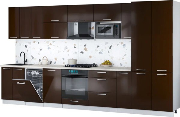 Кухонный гарнитур Интерлиния Мила Gloss 3.8-ПМ4 - фото