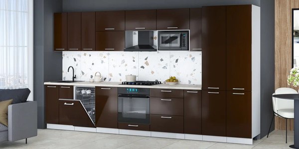 Кухонный гарнитур Интерлиния Мила Gloss 3.8-ПМ4