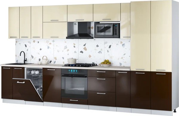 Кухонный гарнитур Интерлиния Мила Gloss 3.8-ПМ4 - фото