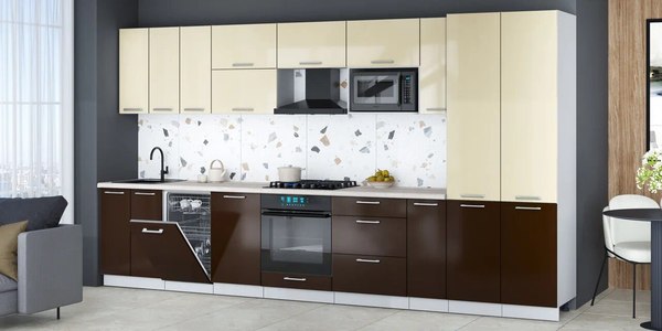 Кухонный гарнитур Интерлиния Мила Gloss 3.8-ПМ4