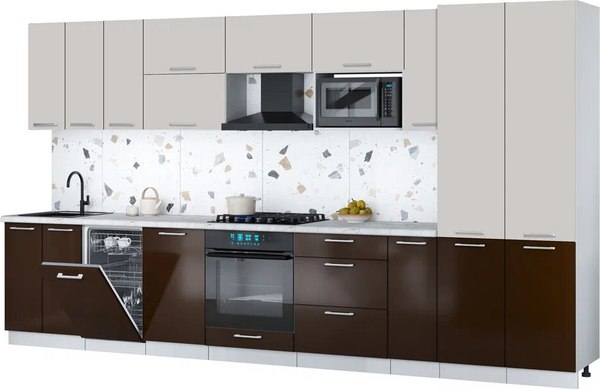 Кухонный гарнитур Интерлиния Мила Gloss 3.8-ПМ4 - фото