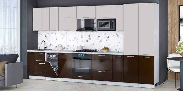 Кухонный гарнитур Интерлиния Мила Gloss 3.8-ПМ4