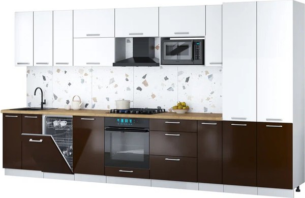 Кухонный гарнитур Интерлиния Мила Gloss 3.8-ПМ4 - фото