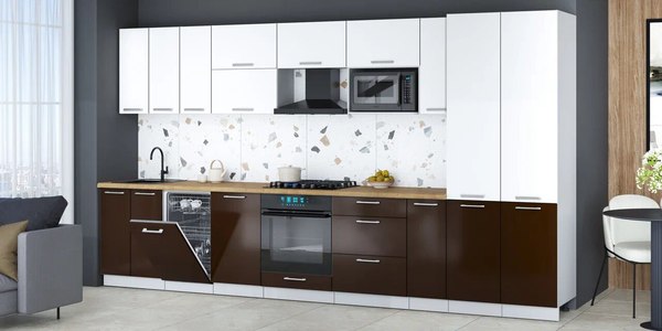 Кухонный гарнитур Интерлиния Мила Gloss 3.8-ПМ4