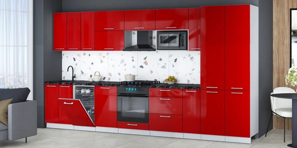 Кухонный гарнитур Интерлиния Мила Gloss 3.8-ПМ4