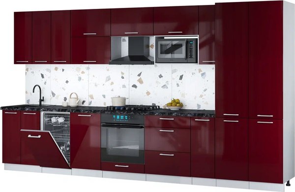 Кухонный гарнитур Интерлиния Мила Gloss 3.8-ПМ4 - фото