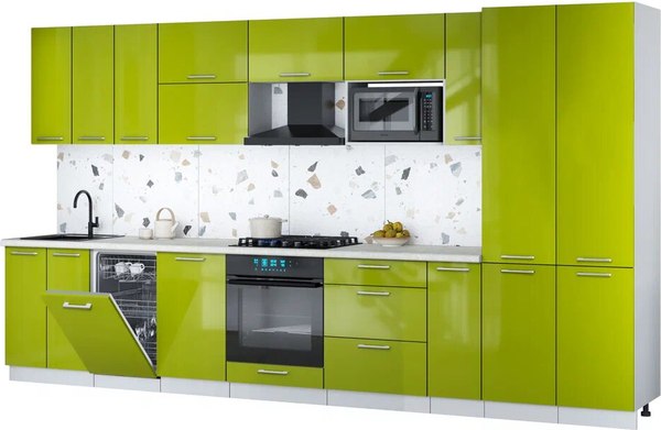 Кухонный гарнитур Интерлиния Мила Gloss 3.8-ПМ4 - фото