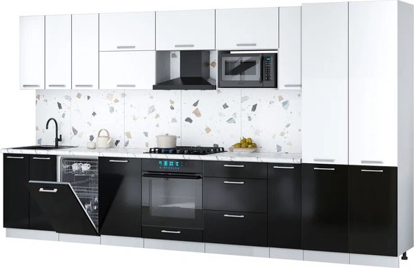 Кухонный гарнитур Интерлиния Мила Gloss 3.8-ПМ4 - фото