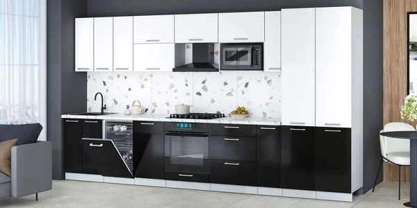 Кухонный гарнитур Интерлиния Мила Gloss 3.8-ПМ4