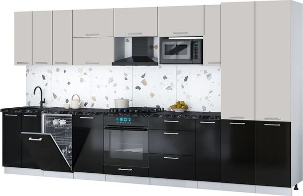 Кухонный гарнитур Интерлиния Мила Gloss 3.8-ПМ4 - фото