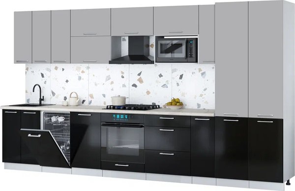 Кухонный гарнитур Интерлиния Мила Gloss 3.8-ПМ4 - фото