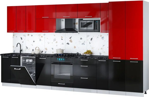 Кухонный гарнитур Интерлиния Мила Gloss 3.8-ПМ4 - фото