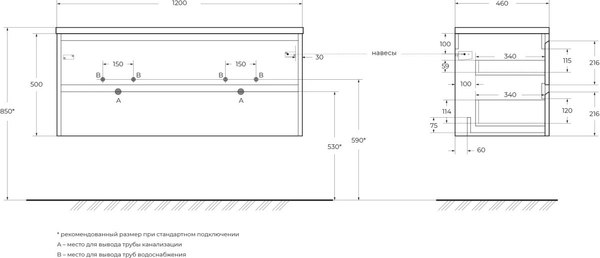 Тумба под умывальник BelBagno Kraft-1200-2C-SO-GSO