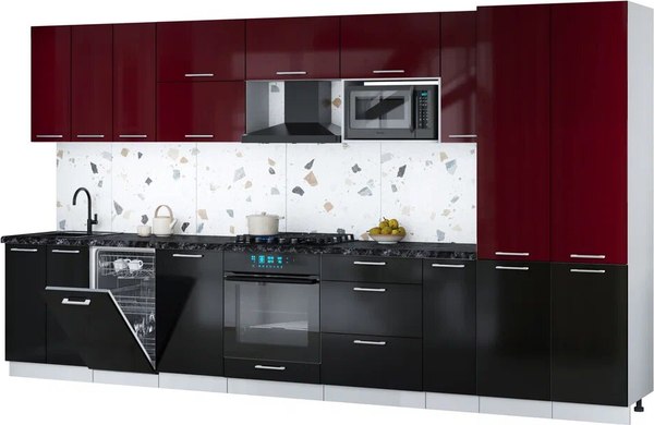 Кухонный гарнитур Интерлиния Мила Gloss 3.8-ПМ4 - фото