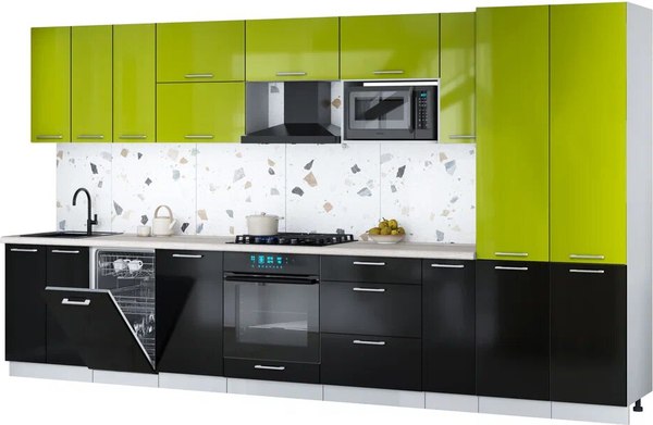 Кухонный гарнитур Интерлиния Мила Gloss 3.8-ПМ4 - фото