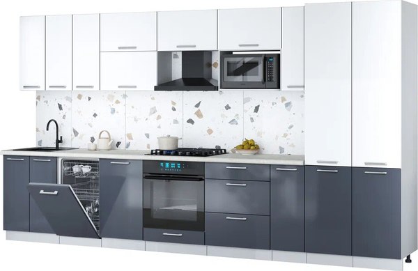 Кухонный гарнитур Интерлиния Мила Gloss 3.8-ПМ4 - фото