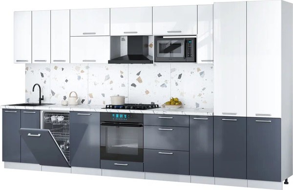 Кухонный гарнитур Интерлиния Мила Gloss 3.8-ПМ4 - фото