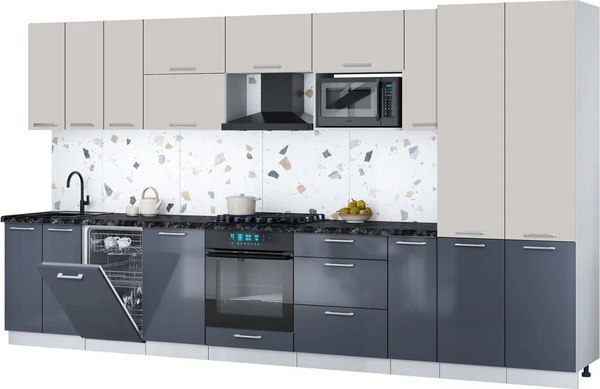 Кухонный гарнитур Интерлиния Мила Gloss 3.8-ПМ4 - фото