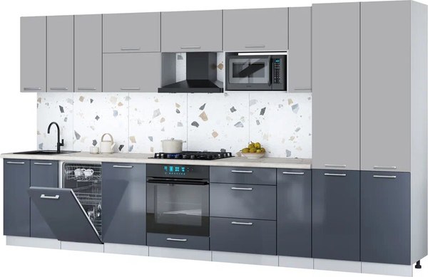 Кухонный гарнитур Интерлиния Мила Gloss 3.8-ПМ4 - фото