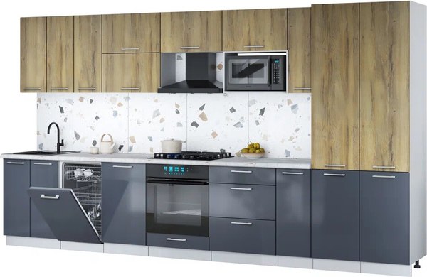 Кухонный гарнитур Интерлиния Мила Gloss 3.8-ПМ4 - фото