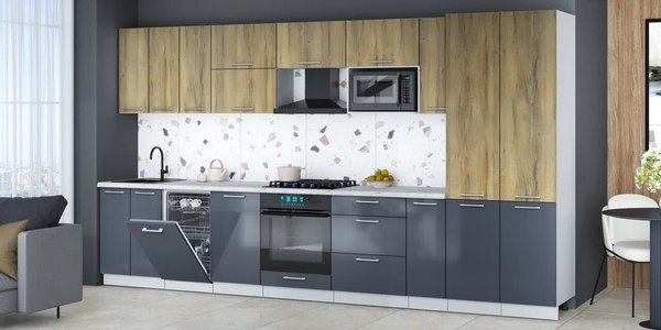 Кухонный гарнитур Интерлиния Мила Gloss 3.8-ПМ4