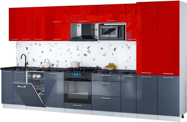 Кухонный гарнитур Интерлиния Мила Gloss 3.8-ПМ4 - фото